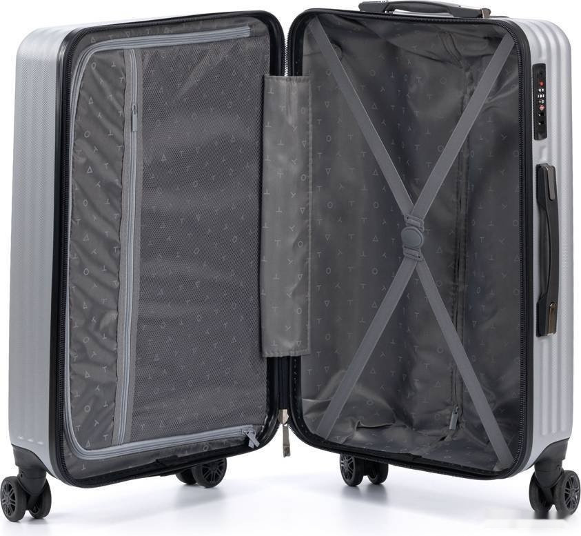 Чемодан-спиннер Torber T1919M 67 см (серебристый)