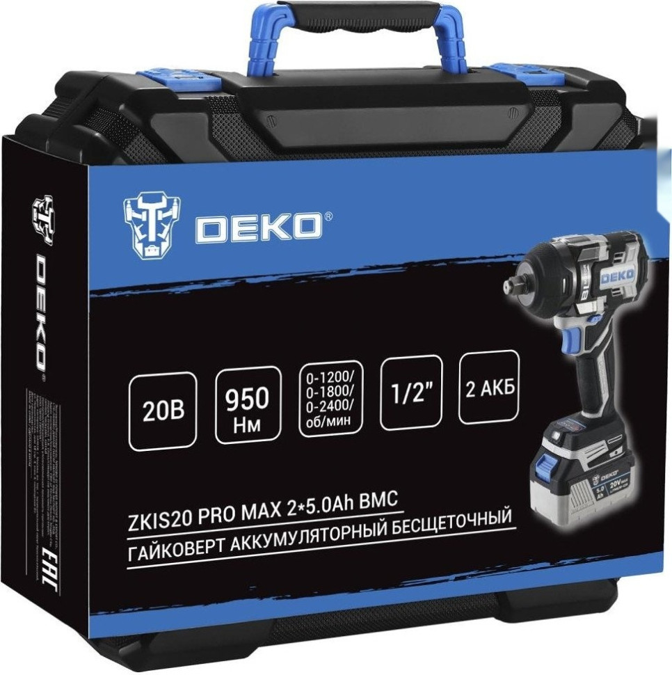 Гайковерт Deko ZKIS20 Pro Max 083-1088 (с 2-мя АКБ, кейс)