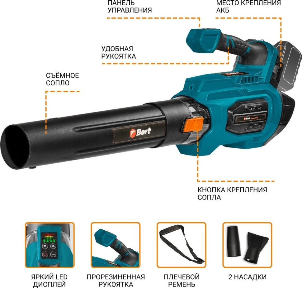 Ручная воздуходувка BORT BSS-40Li TURBO 93418576 (без АКБ)