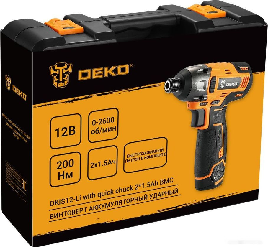 Винтоверт Deko DKIS12-Li Set 063-4390 (с 2-мя АКБ, кейс)