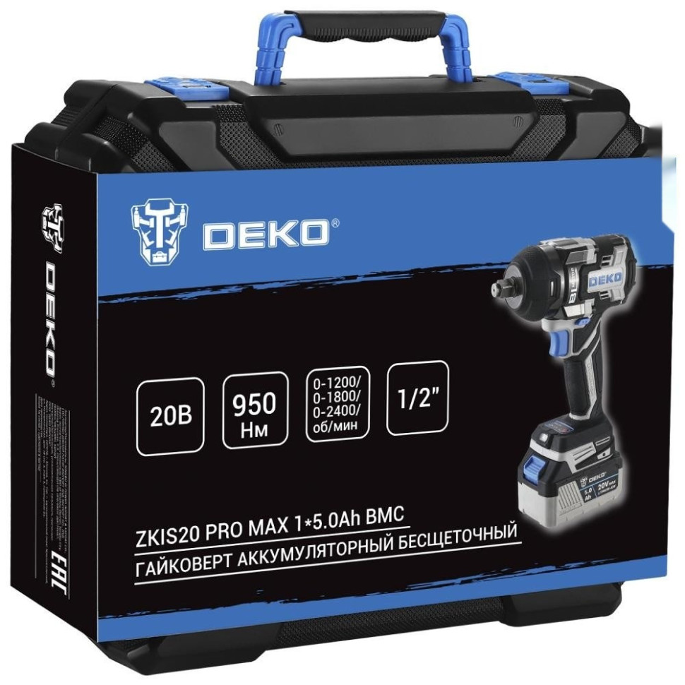 Гайковерт Deko ZKIS20 Pro Max 083-1089 (с 1-им АКБ, кейс)