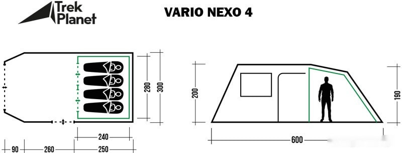 Палатка TREK PLANET Vario Nexo 4 (зеленый)