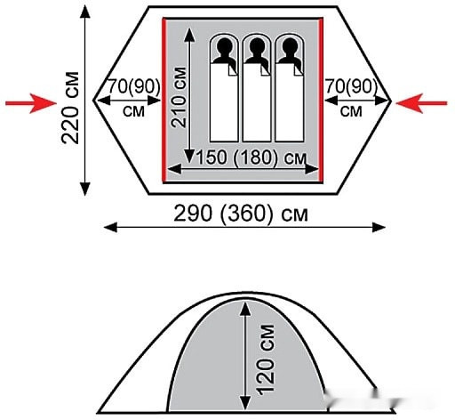 Палатка Tramp Peak 3 v2 (зеленый)