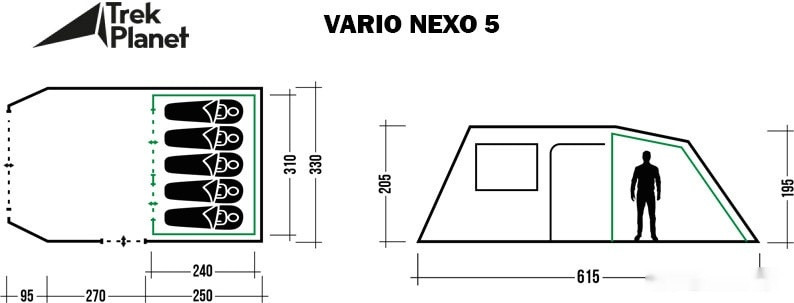 Палатка TREK PLANET Vario Nexo 5 (зеленый)