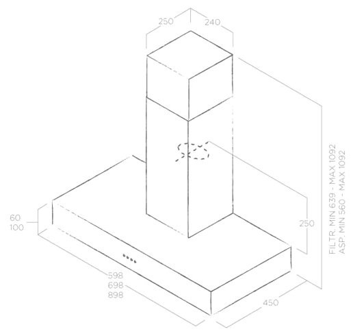 Вытяжка Elica SPOT URBAN CAST IRON/A/90