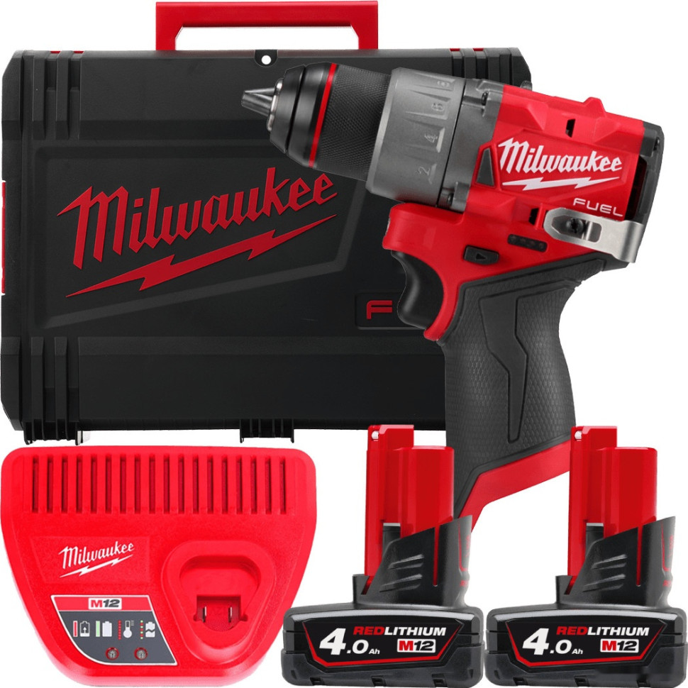 Дрель-шуруповерт Milwaukee M12 FUEL M12FDD2-402X 4933479874 (с 2-мя АКБ 4 Ач, кейс)