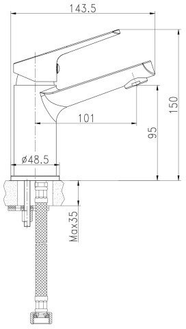 Умывальник Cersanit Carina 60В S-UM-CAR60/1 + 63034