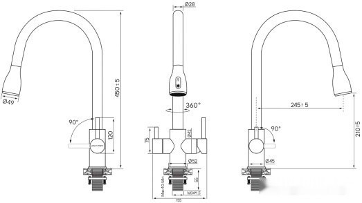 Смеситель Paulmark Lange La214212-418 (черный металлик)