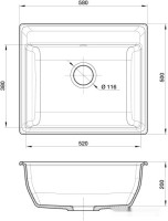 Кухонная мойка GranFest GF-V-580 (топаз)
