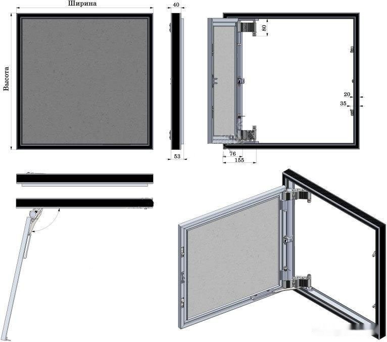 Люк под плитку РусВент Секрет-М (500x500)