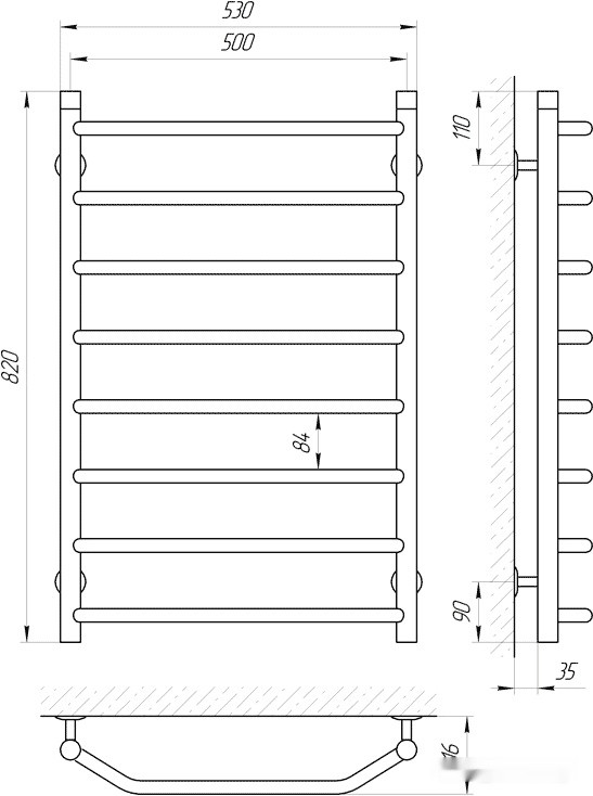 Полотенцесушитель Laris Виктория П8 50х80
