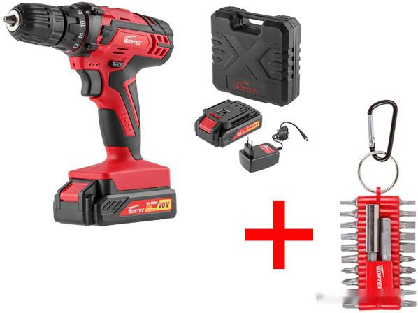 Дрель-шуруповерт Wortex BD 2020-1 DLi BD20201DLi1707А5 (с 2-мя АКБ, кейс)