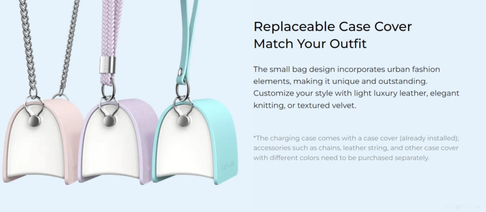 Наушники Haylou T87 Lady Bag (белый/бирюзовый, с цепочкой)