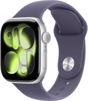 Умные часы Apple Watch Series 11 46 мм (алюминиевый корпус, серебристый/фиолетовый туман, спортивный силиконовый ремешок S/M)