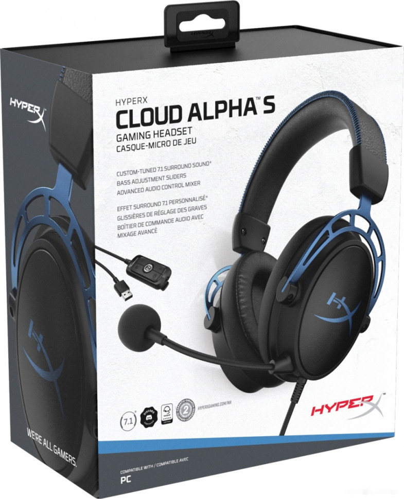 Наушники HyperX Cloud Alpha S (черный/синий)