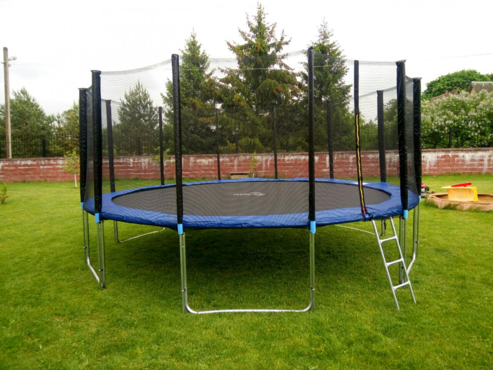 Батут Atlas Sport 435 см - 14ft PRO (усиленные опоры) BLUE