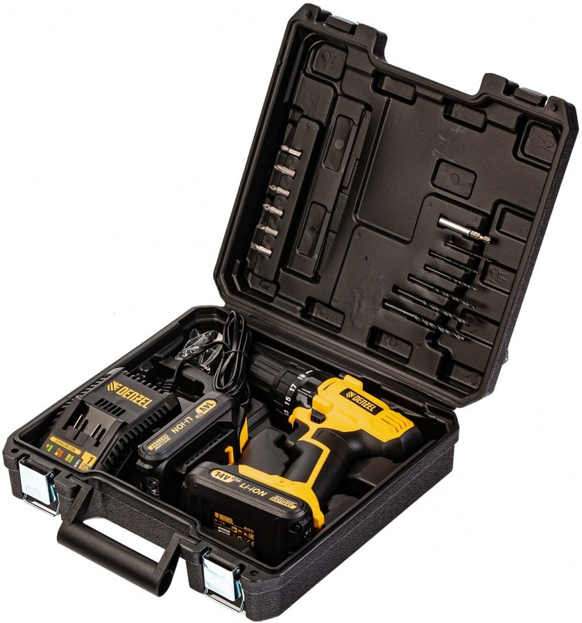 Дрель-шуруповерт Denzel CDL-IB-14-02 (с 2-мя АКБ, кейс)