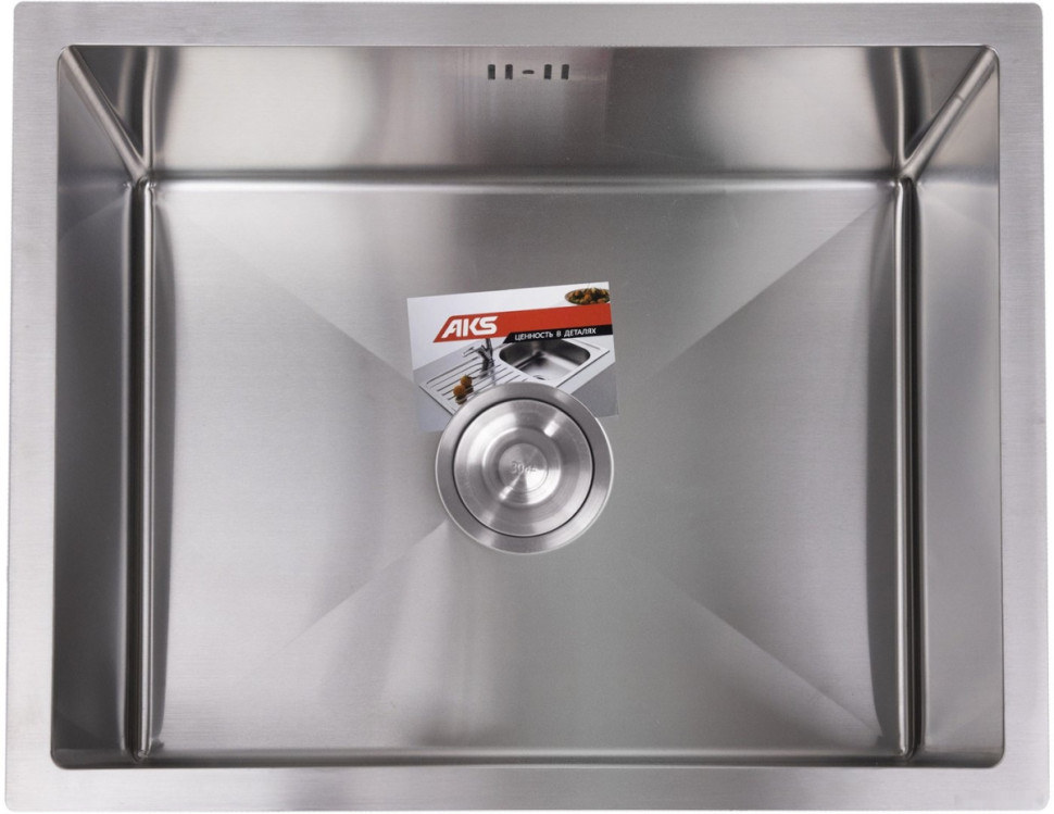 Кухонная мойка AKS Прямоугольная 57x46 (сатин никель)