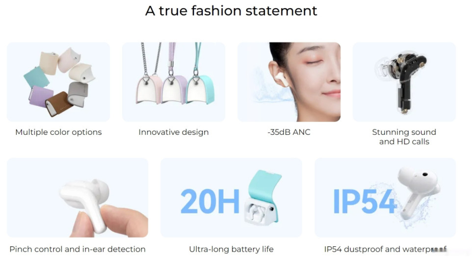 Наушники Haylou T87 Lady Bag (белый/фиолетовый, с цепочкой)