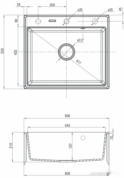 Кухонная мойка Deante Andante ZQN G103 (графитовый металлик)