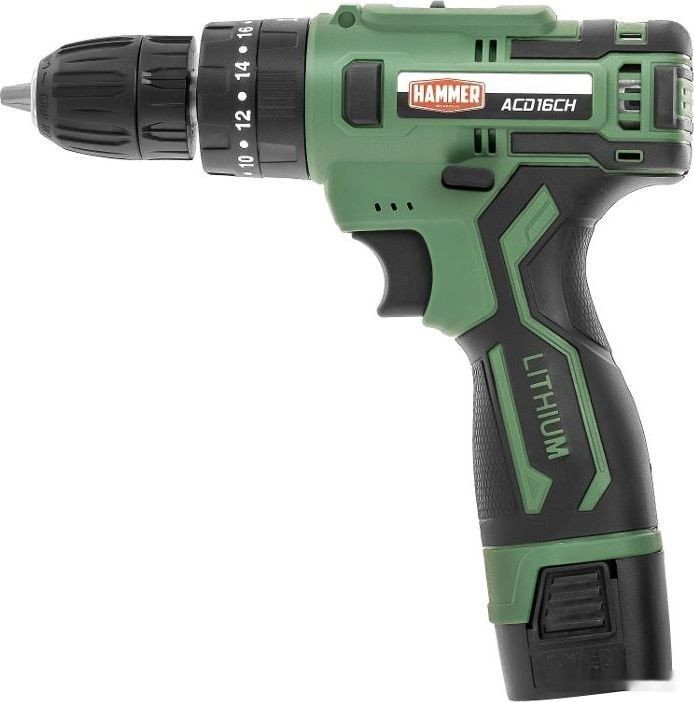 Ударная дрель-шуруповерт Hammer ACD16CH (с 2-мя АКБ, кейс)