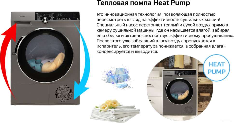 Сушильная машина Weissgauff WD 599 DC Inverter Heat Pump Silver