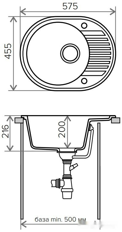 Кухонная мойка Tolero R-122 (черный)