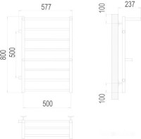 Полотенцесушитель Terminus Анкона П8 500x800 бп левый (хром)