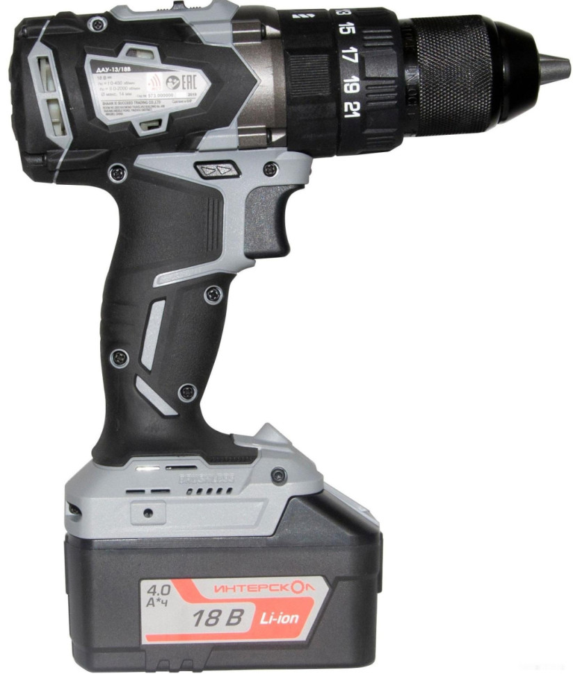 Ударная дрель-шуруповерт Интерскол ДАУ-13/18В 574.2.2.70 (с 2-мя АКБ, кейс)