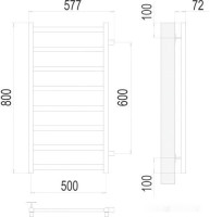Полотенцесушитель Terminus Аврора П8 500x800 нп (хром)