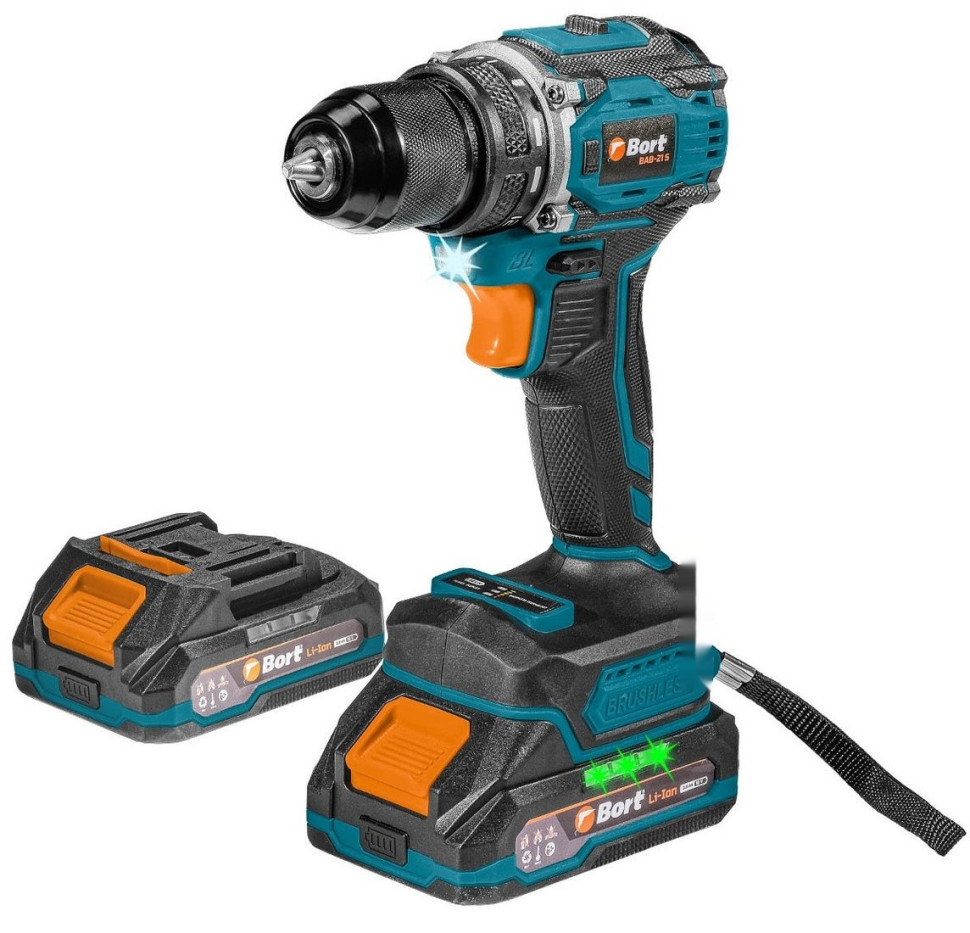 Дрель-шуруповерт BORT BAB-21S 93414912 (с 2-мя АКБ, кейс)