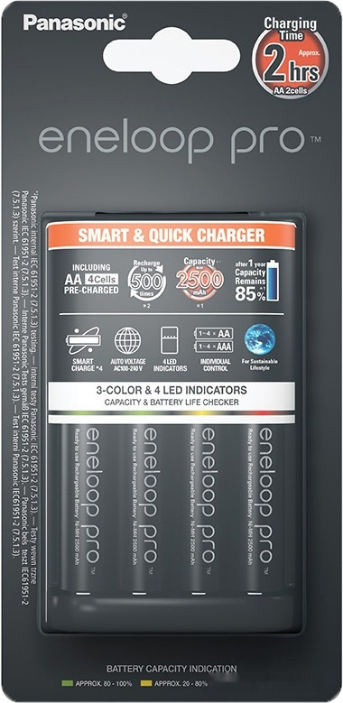 Аккумуляторы + зарядное Panasonic Smart-Quick Charger 4xAA 2500 mAh