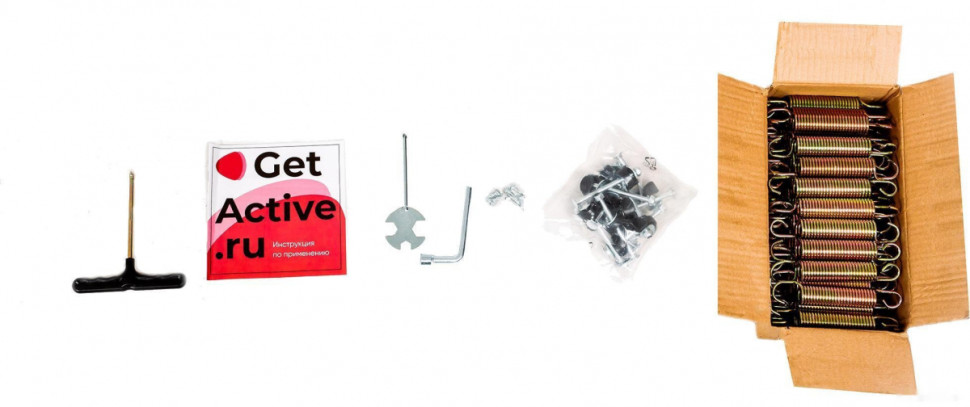 Батут GetActive Jump 12ft - 374 см с лестницей, внешней сеткой (черный)