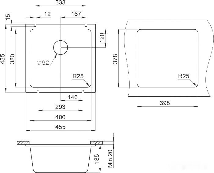 Кухонная мойка Granula GR-3801 (черный)