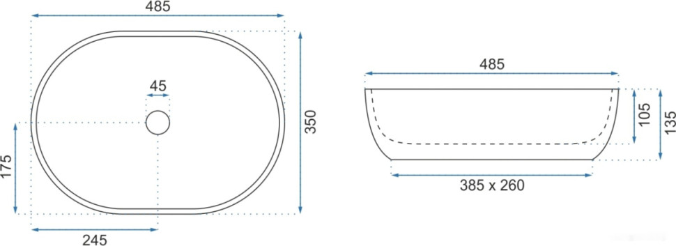 Умывальник Rea Lara камень U9888