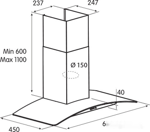 Вытяжка Jet air Tory P 60 Inx 68116911A