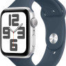 Умные часы Apple Watch SE 2 44 мм (алюминиевый корпус, серебристый/грозовой синий, спортивный силиконовый ремешок S/M)