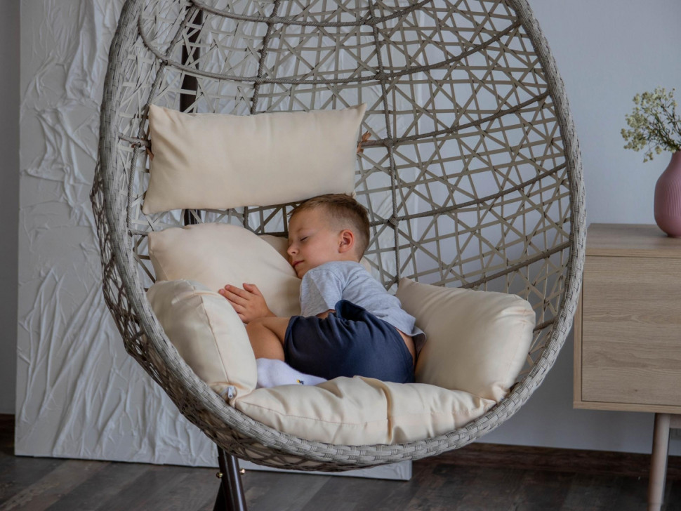 Подвесное кресло LoftyHome Miracle 1919 (grey line/milk)