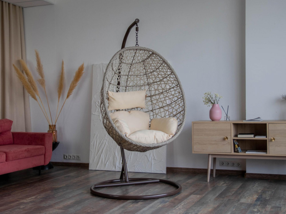 Подвесное кресло LoftyHome Miracle 1919 (grey line/milk)