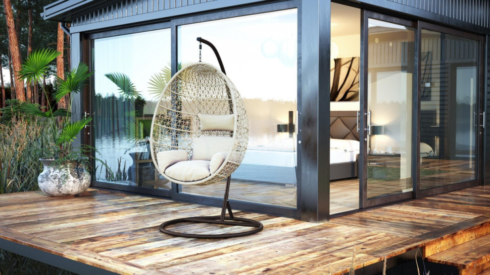 Подвесное кресло LoftyHome Miracle 1919 (grey line/milk)