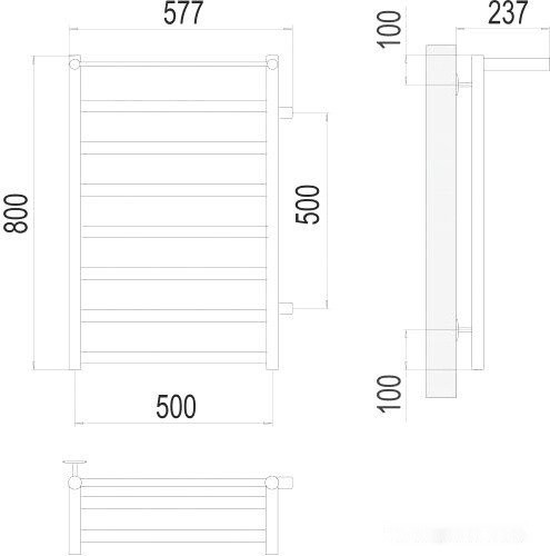 Полотенцесушитель Terminus Хендрикс П8 500x800 бп (хром)