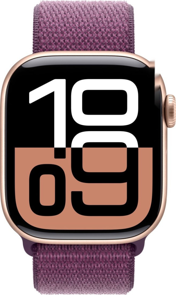Умные часы Apple Watch Series 10 42 мм (алюминиевый корпус, розовое золото/сливовый, нейлоновый ремешок)