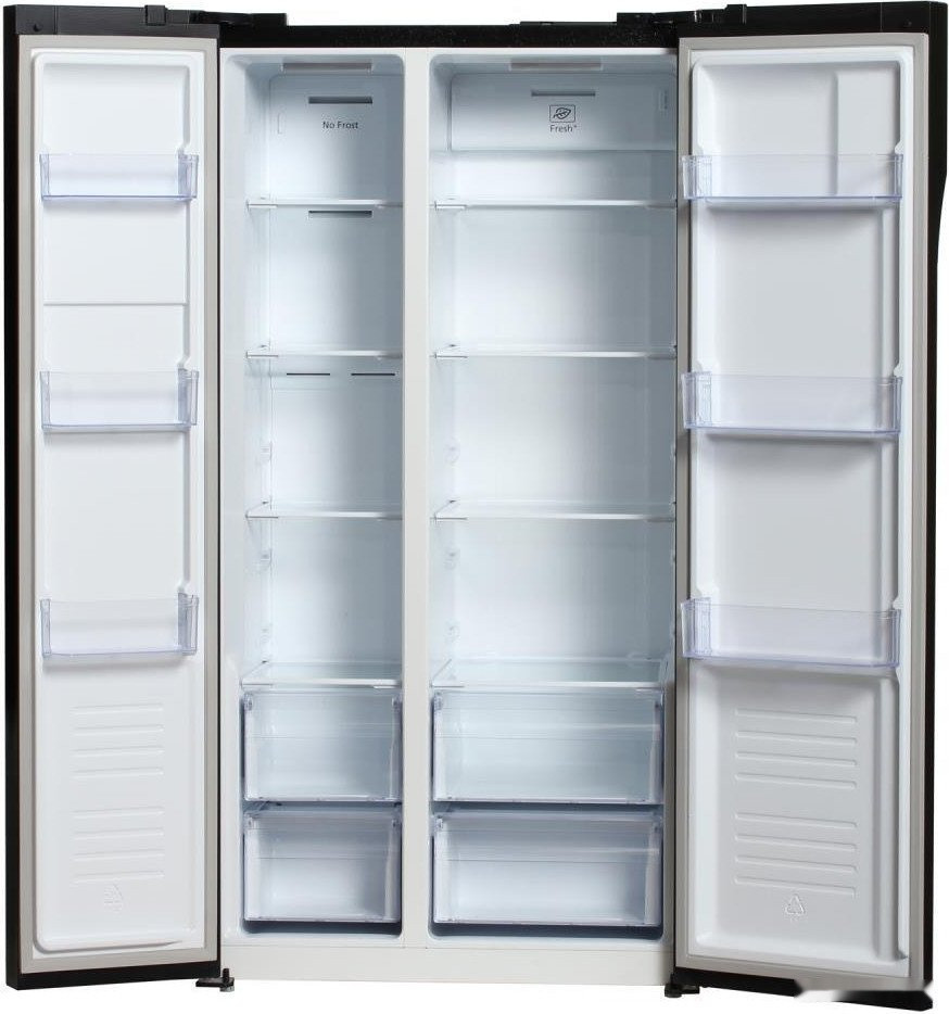 Холодильник side by side Hyundai CS5003F (черное стекло)