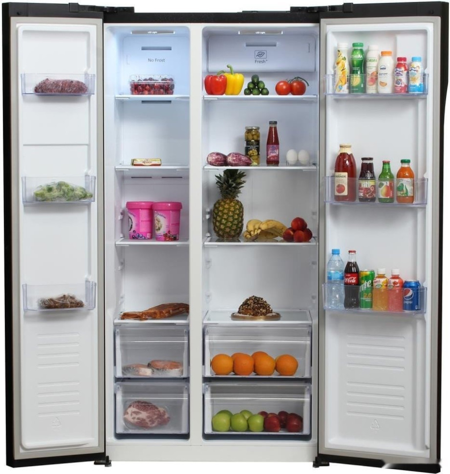 Холодильник side by side Hyundai CS5003F (черное стекло)