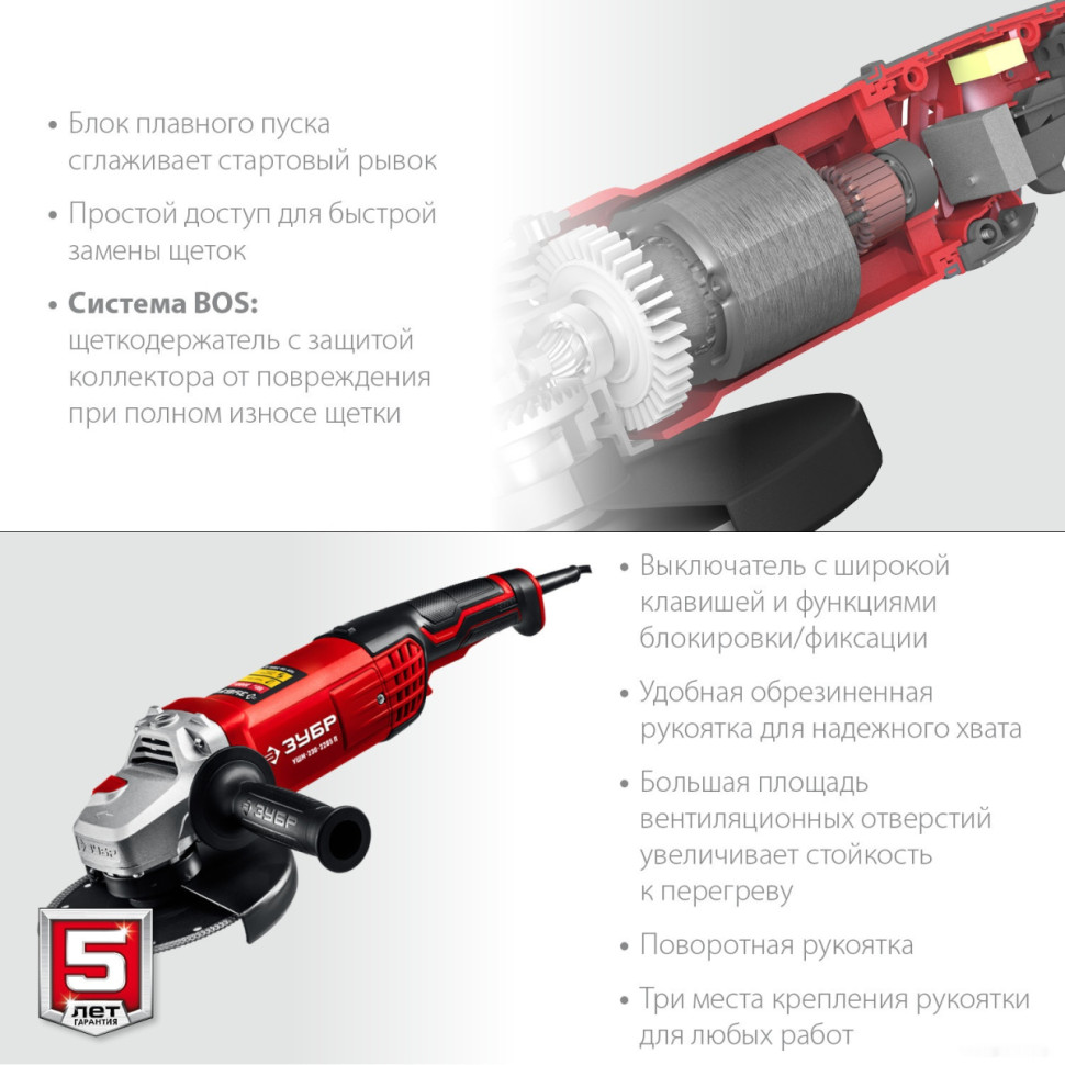 Угловая шлифмашина ЗУБР Мастер УШМ-230-2205 П