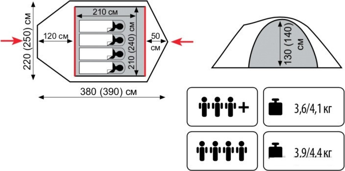 Палатка Tramp Lite Camp 4