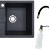 Кухонная мойка БелЭворс Mila R + смеситель W74004-2 + дозатор L405F (черный)