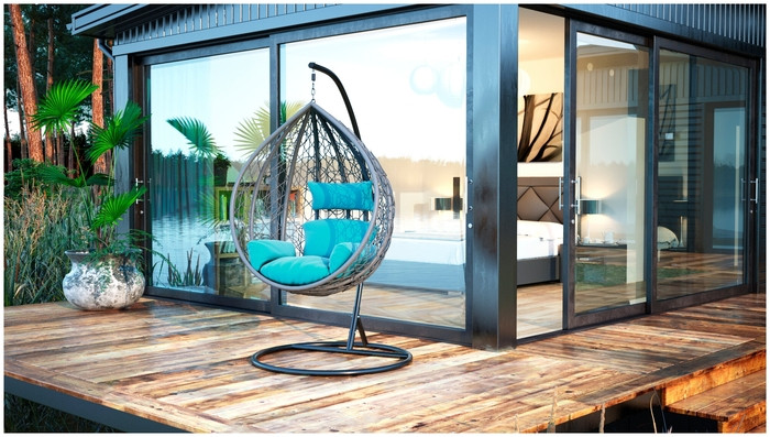 Подвесное кресло LoftyHome Noni 1147 (dark grey/blue)