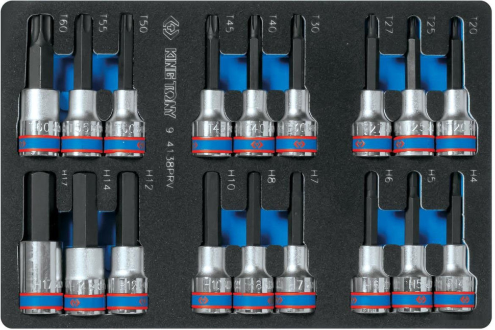 Набор торцевых головок King Tony 9-4138PRV (18 предметов)