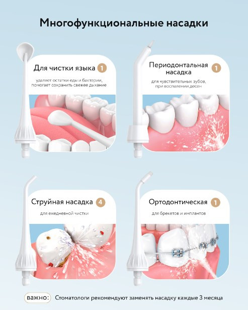 Ирригатор Fairywill 5020E (белый, 7 насадок)